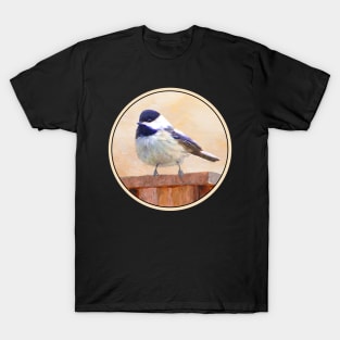 Chickadee on Birdhouse T-Shirt